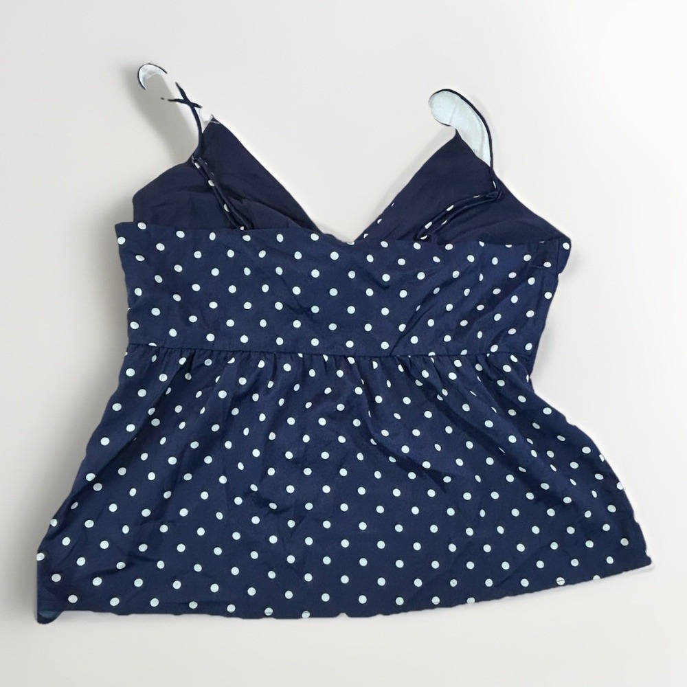 Gilli Vtg Babydoll Top Tank Navy Blue Polka Dots Wmn Lrg Keyhole Y2K - Picture 6 of 12